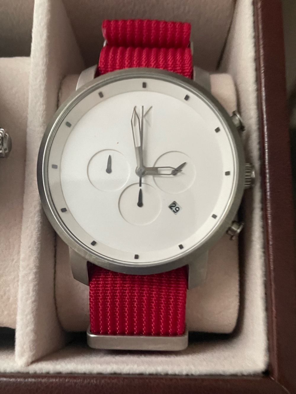 MVMT Men's Stainless Sport Watch with Red Nylon Strap
